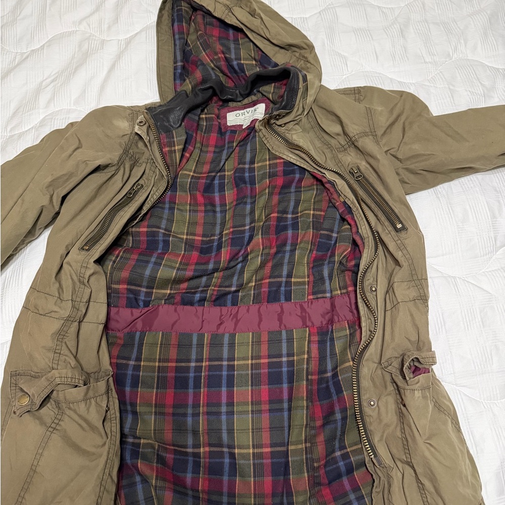 Orvis waxed cotton jacket with flannel Lining